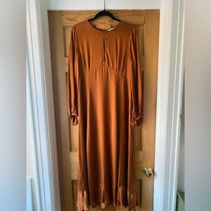& Other Stories Orange Long Sleeve Midi Dress
